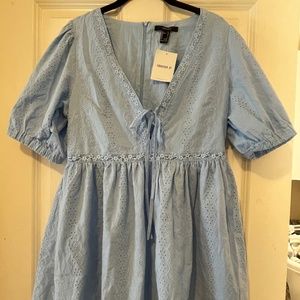 Forever 21 Eyelet Puff-Sleeve Mini Dress